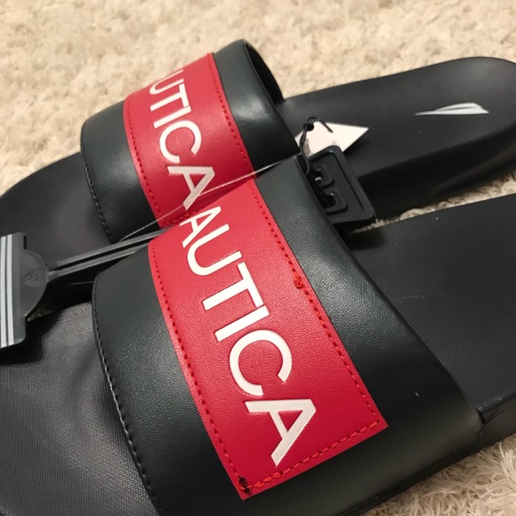 Nautica Other - ⛵️ BNWT Nautica Mens Slide Sandal Black Red White